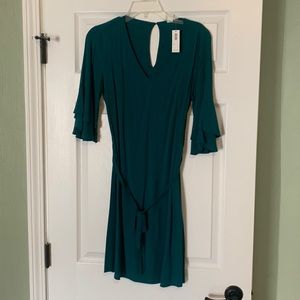 Tie waist bell sleeve dress